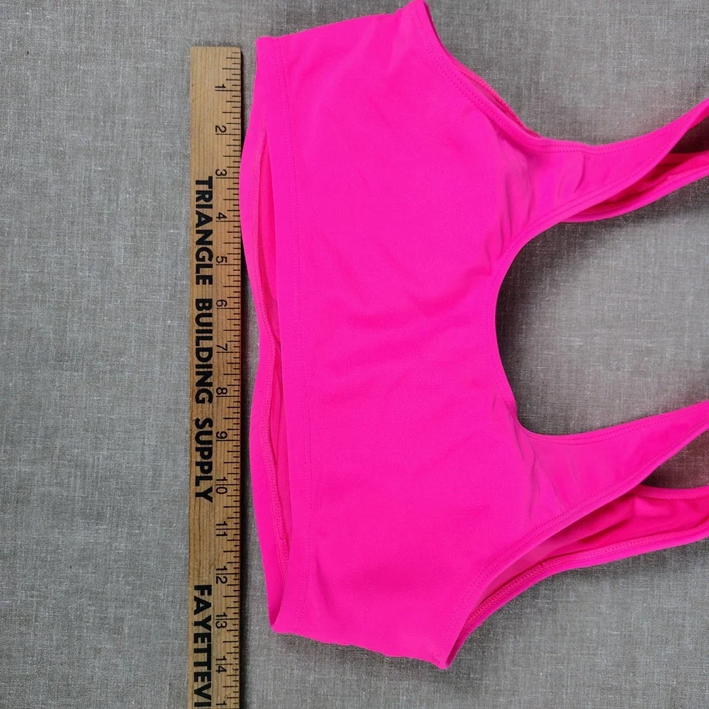 Forever 21 Womens 0X LA Gear Sports Bra Neon Pink Yellow Logo Retro Barbiecore
